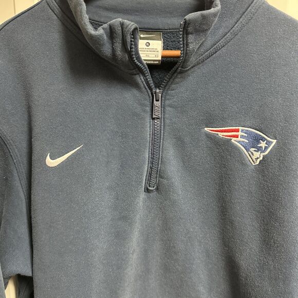 Rare New England Patriots Nike Onfield Navy 1/4 Zip Jacket Men’s Size XL - Picture 2 of 4